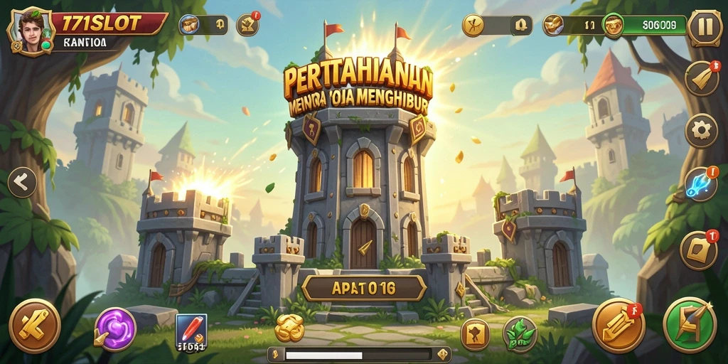 Screenshot gameplay 171SLOT menampilkan aksi menara pertahanan yang mendebarkan.