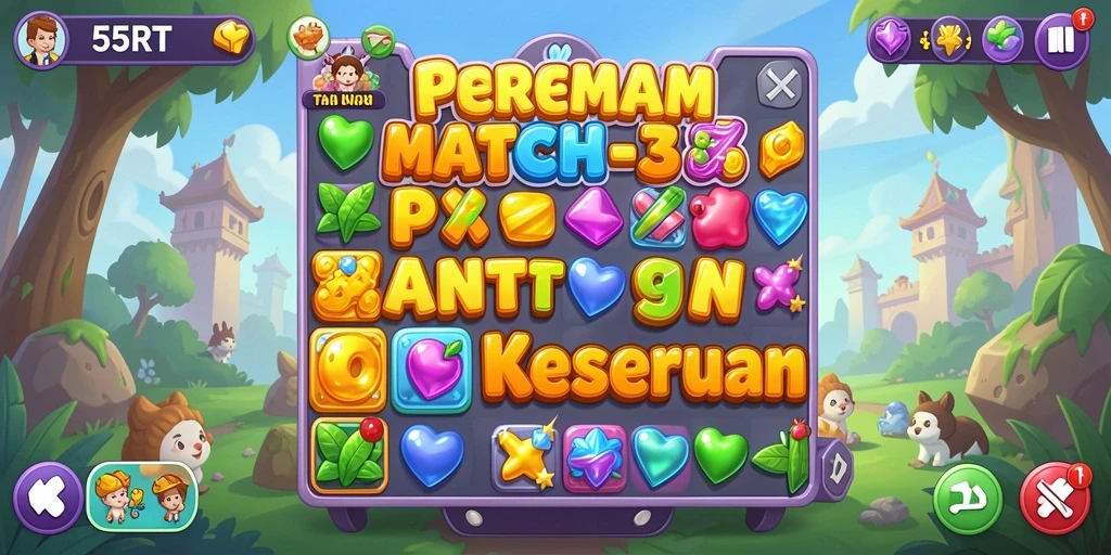 Tampilan gameplay menarik dari 55RT dengan level dan warna cerah.