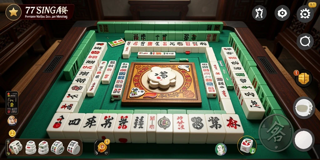 Tampilan gameplay menarik dari 77SINGA saat bermain Mahjong.