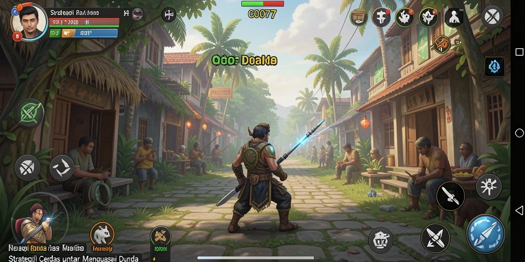 Screenshot gameplay menunjukkan pertempuran strategis di C0077.