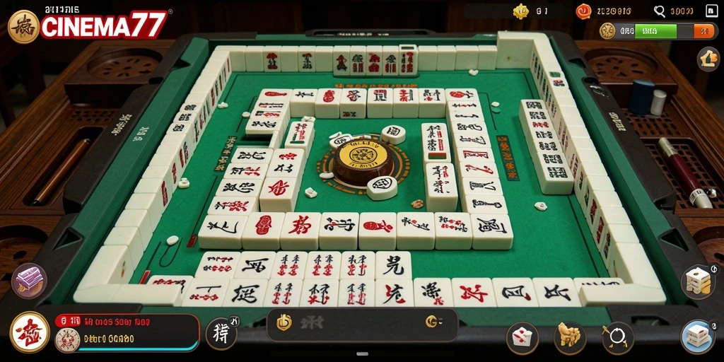 Tangkapan layar gameplay menarik dari <strong>CINEMA77</strong> menunjukkan aksi permainan Mahjong yang seru.