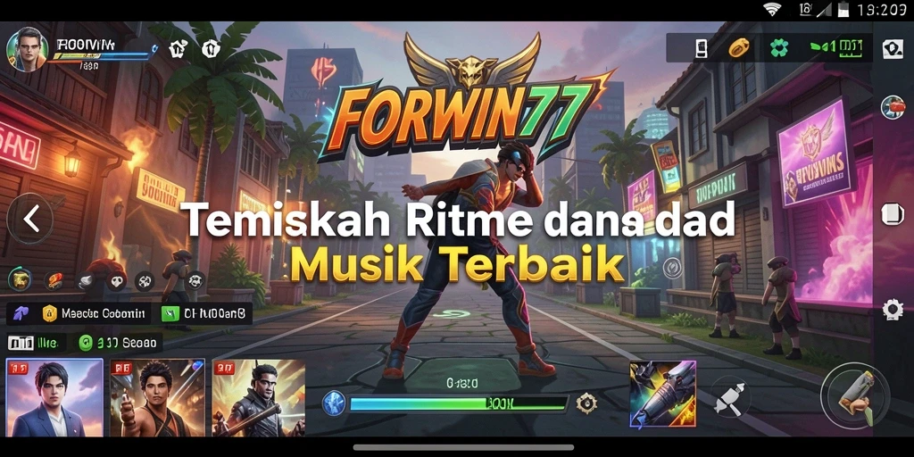 Tampilan gameplay interaktif dengan berbagai pilihan lagu dan tantangan musik.