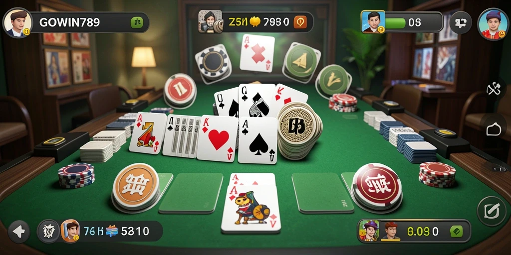 Screenshot gameplay GOWIN789 yang menunjukkan serunya bermain Gaple.