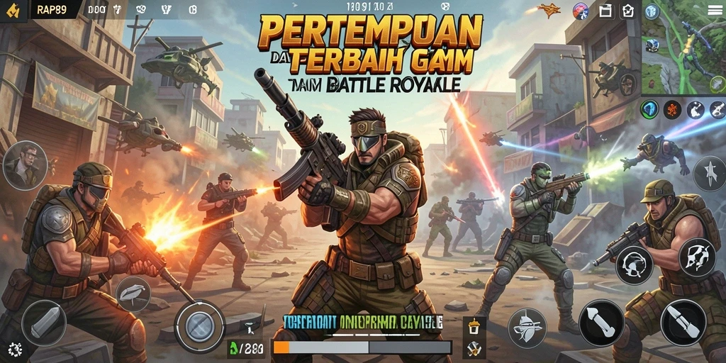 Screenshot utama RAP89 dengan aksi intens Battle Royale.